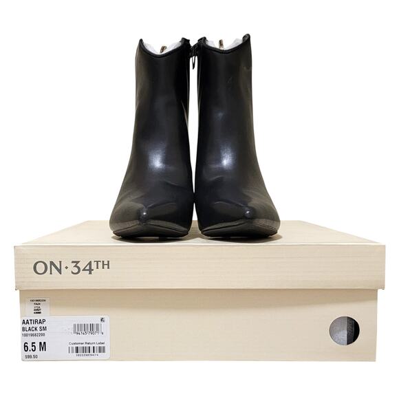 On 34th Women Kitten Heel Western Booties Aatira Size 6.5M Black Smooth - Picture 5 of 5